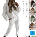 スポーツウェア レディース 上下 セットアップ スウェット ジャージ パーカー 長袖 フード付き ロングパンツ 2点セット カジュアル 暖かい 着痩せ トレーニ...