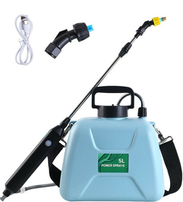 噴霧器電動 充電式 自動噴霧器 5L コードレス 肩掛式 電気農薬じょうろ 5Lタンク 2種類のスプレー効果 伸縮チューブ バッテリ・充電器付 軽量 低騒音 消毒 散布 洗車 散水 芝生 畑 防除 掃除 ガーデン 肥料 庭 エアコン洗浄 園芸 除草 消毒 急速充電