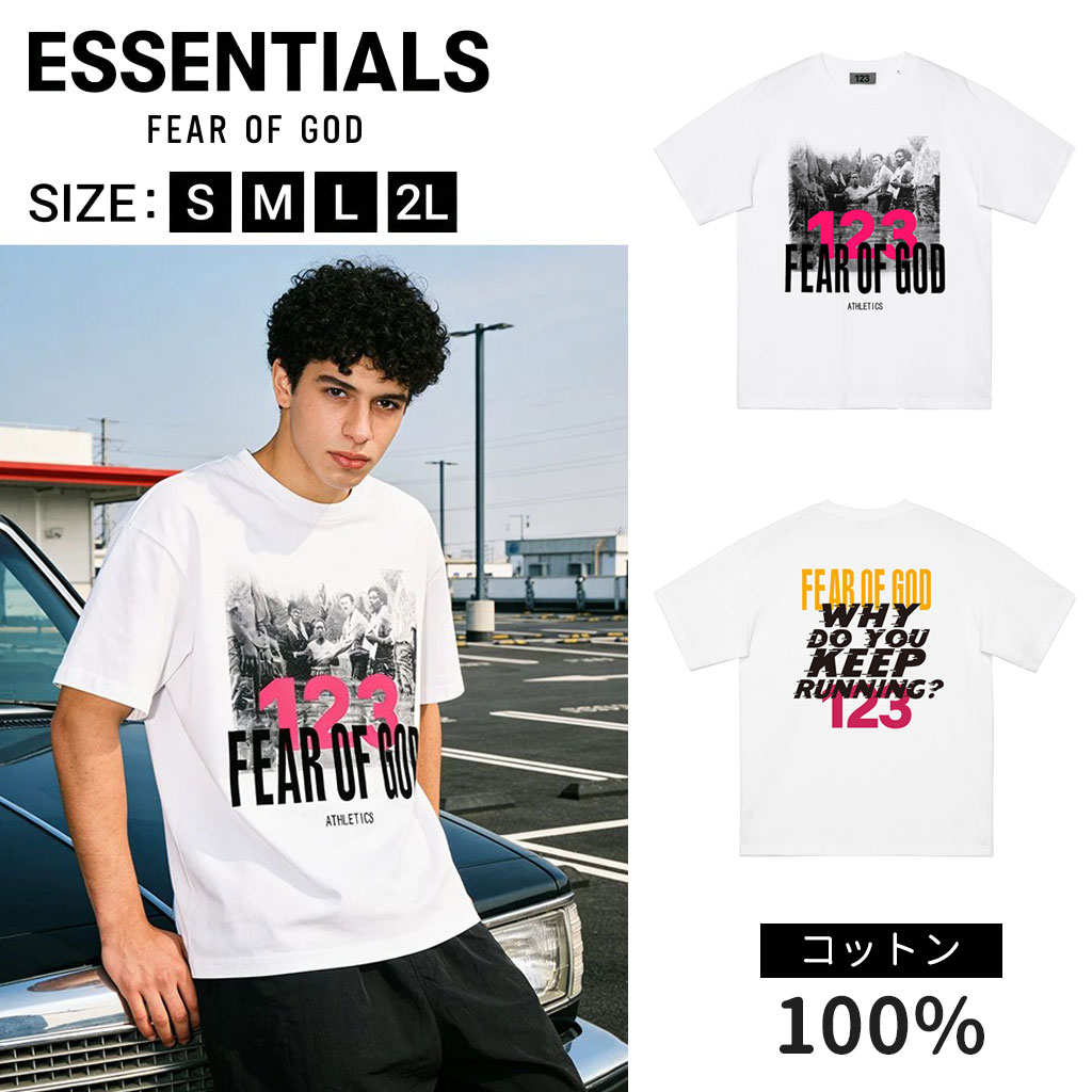 Rakuten - FEAR OF GOD ESSENTIALS コットン100% エッセンシャルズ Tシャツ 半袖 メンズ レディース T-Shirt スウエット ジャージ シンプル 男女兼用 カジュアル Tシャツ 送料無料[並行輸入品] ホワイト白
