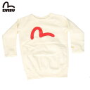訳あり EVISU エヴィス USED 長袖 KID'S トレーナー スウェット 子供服 カモメ プリント カモメマーク キッズ ホワイト ワンポイント シンプ...