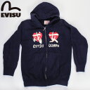 EVISU JEANS USED 長袖 ジップパーカー ジップアップ フーディ EVISUDONNA エヴィスジーンズ トップス ユーズド カモメ えびす 戎 日本ブランド カットソー 限定 プリント