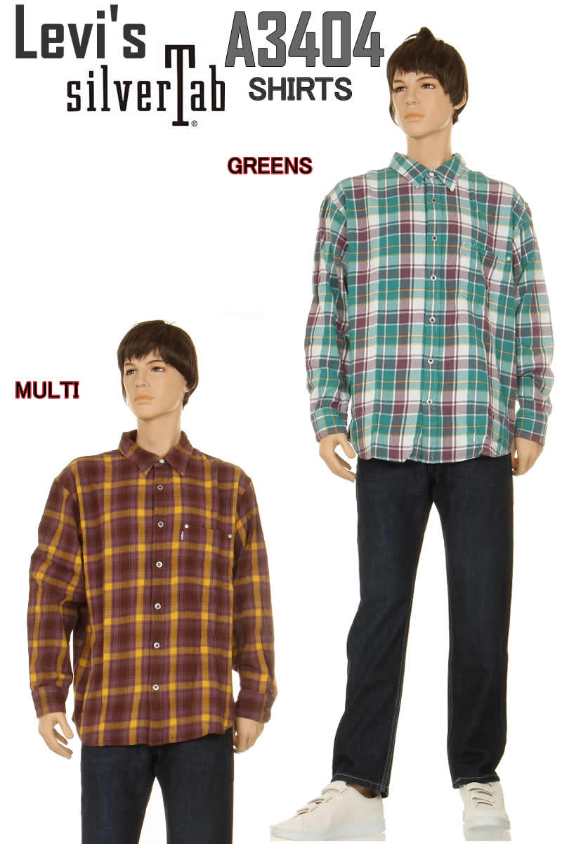 Levi's A3404-0008 オーバーサイズ フランネルシャツ グリーン マルチ リーバイス シルバータブ 長袖シャツ A34040009 ルーズフィット リラックス 長袖 シャツ【リーバイス ルーズ シリーズ LEVI'S SILVER TAB BAGGY ITEM 太めでゆったり デニム インディゴ ヴィンテージ】のサムネイル