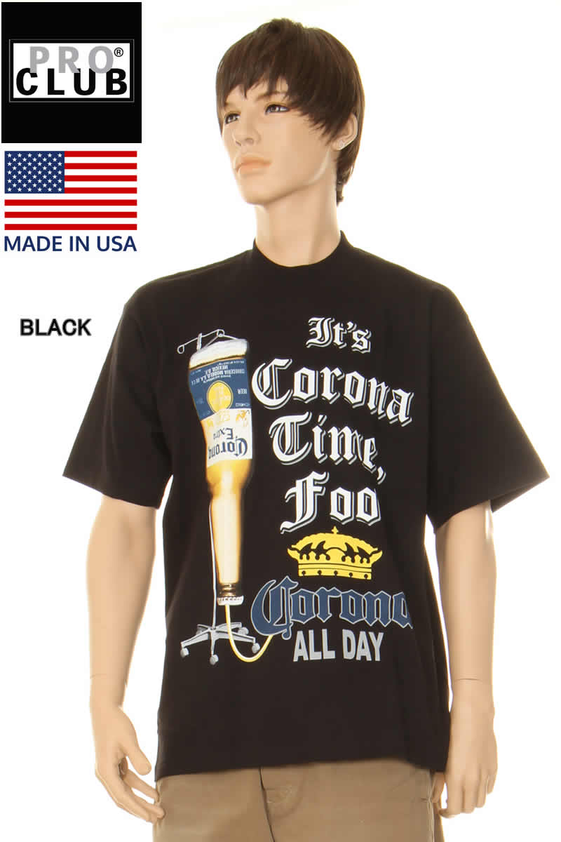 PRO CLUB MADEW IN USA LOS ANGELES LIMITED TEE CORONA BLACK #101 TEE SHIRTS 無地Tシャツ 半袖 プロ クラブ ヘビーウェイト クルーネック アメリカ製 ロサンゼルス 限定モデル 直輸入品【HEAVY WEIGHT S/S CREWNECK T SHIRTS ホワイト ブラック 白黒】