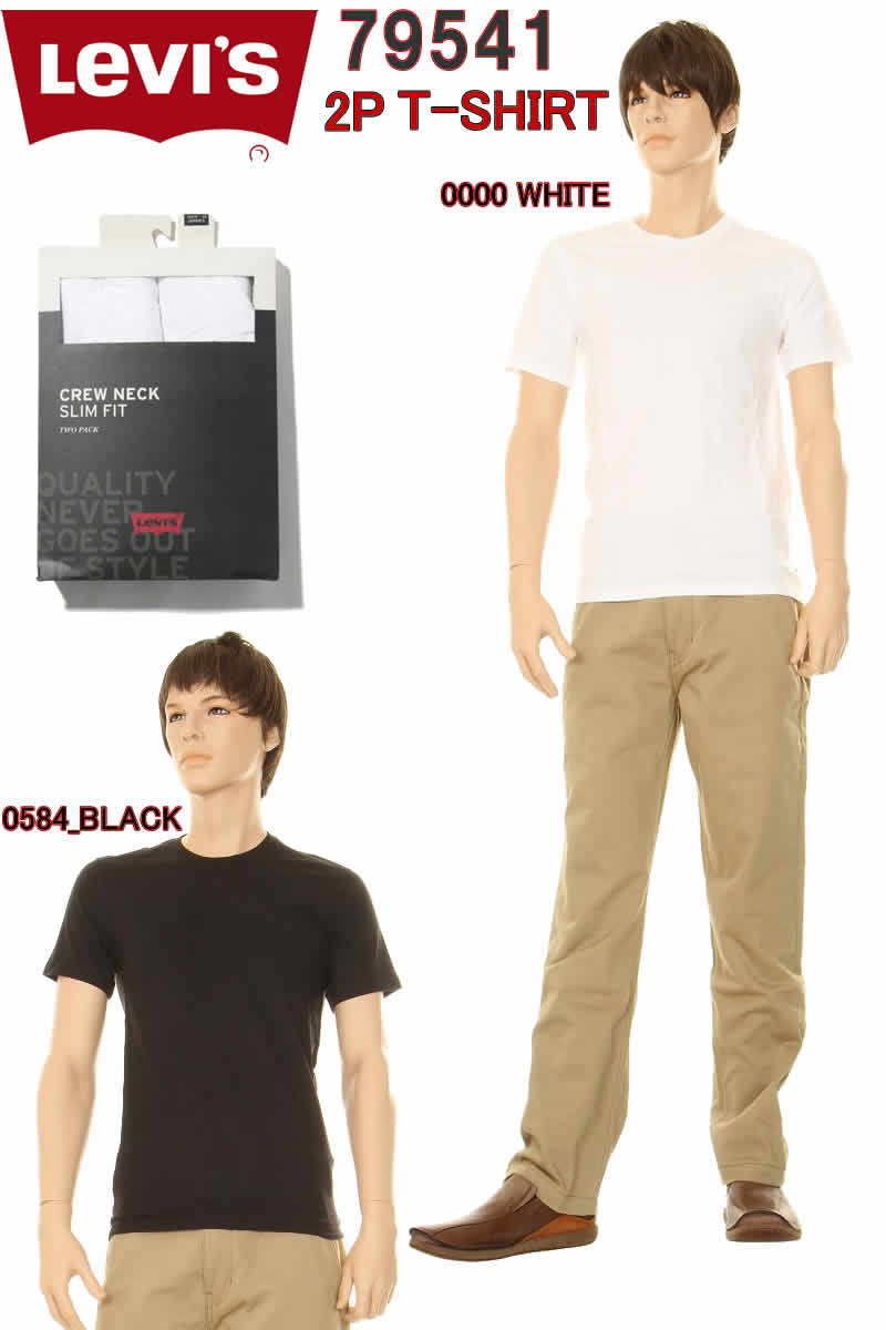 Levi's Wear 2P Tee Shirts 79541-0000-0001 リーバイス 2枚1組 Tシャツ Levis CREW T-SHIRT クルーネックTシャツ【リーバイス2P WHITE Tシャツ 白 シロ ホワイト Uネック クルーネック Tシャツ メンズ 下着 トップス 半袖 無地アンダーウェア Tee 2Pack】