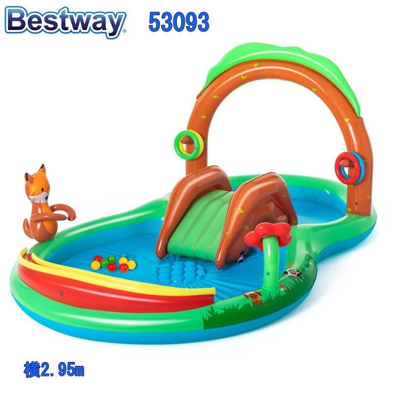 Bestway pool 53093 FRIENDRY WOODS ベストウェイ プール 滑り台付き 子供用プール 家庭用フレンドリーウッズ 噴水 横2.95mx1.99mx 1.30m