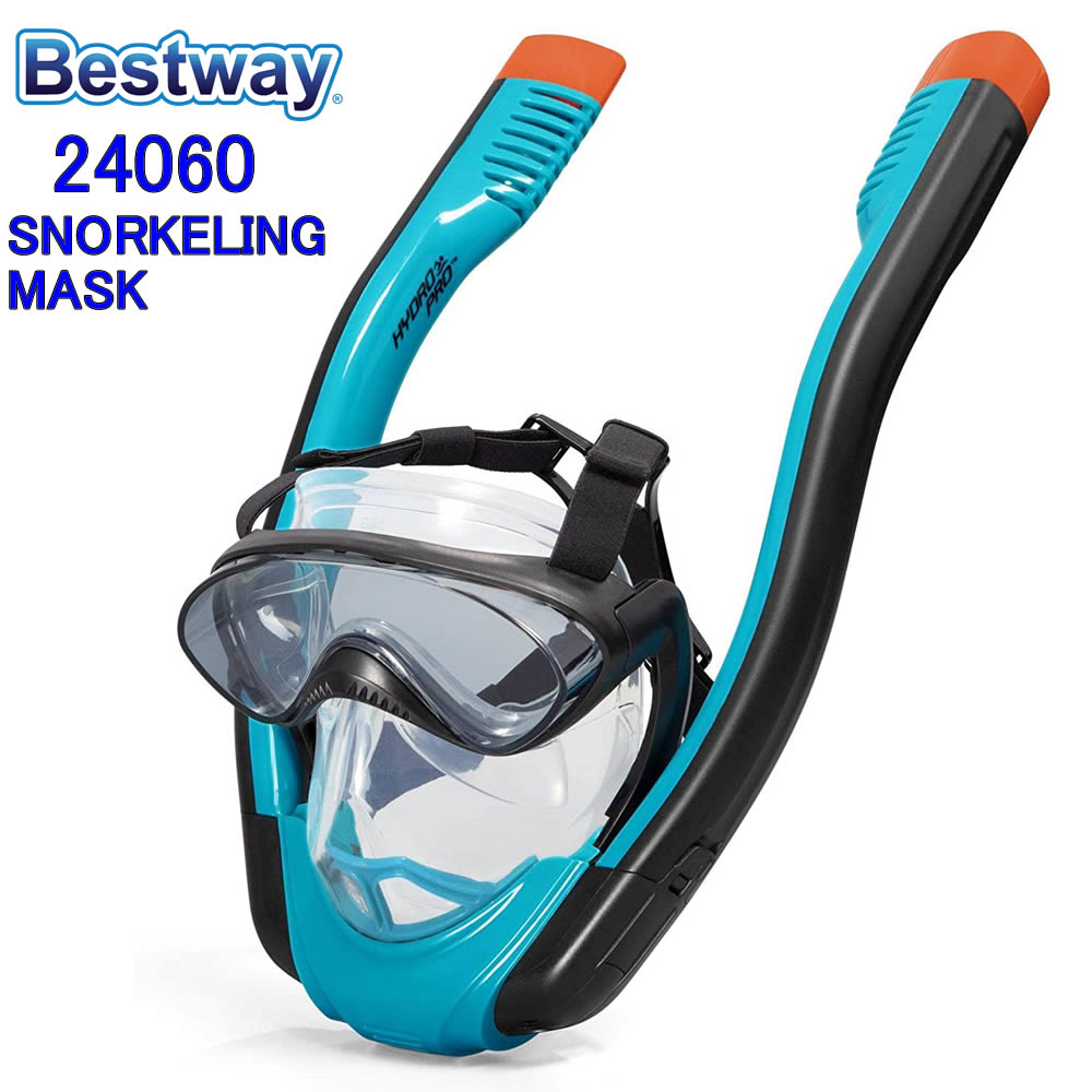 Bestway 24060 HYDRO-PRO SEACLEAR FLOWTECH SNORKELING MASK スイム シュノーケルマスク ゴーグル LA(ロスアンゼルス)最新モデル【アメリカで大人気の楽しい スイム フルフェイスマスク 水中マスク 循環の呼吸 快適な プール 水遊び 海水浴 川遊び レジャー】 1