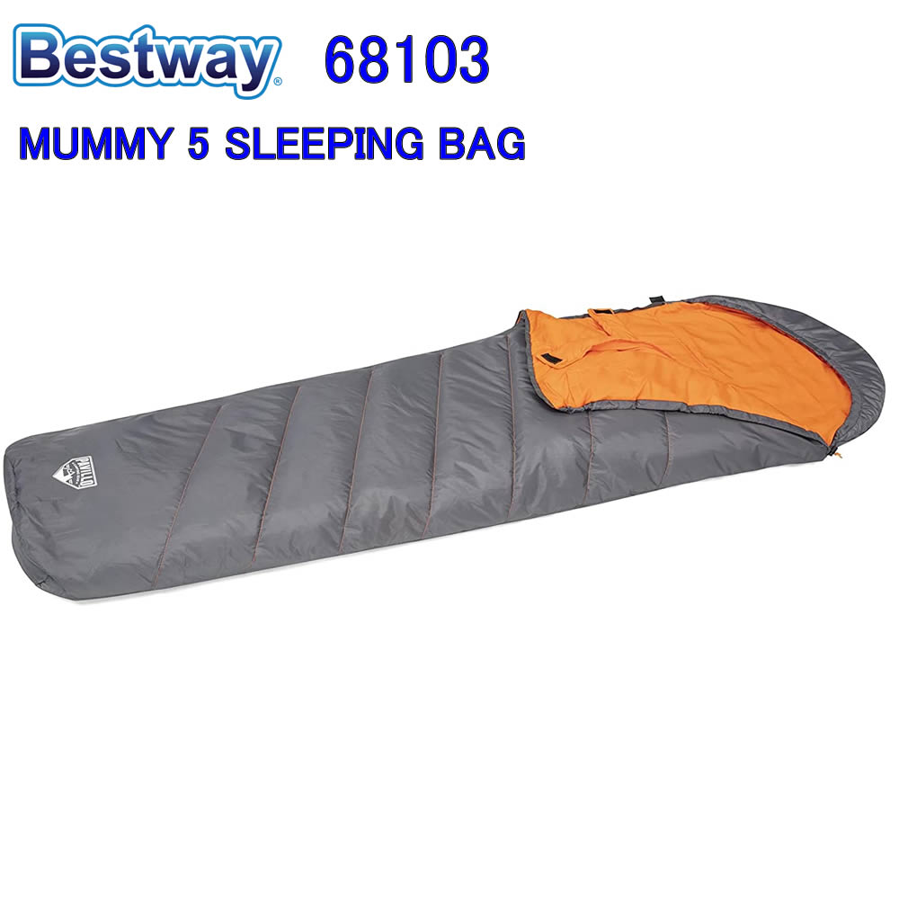 Bestway 68103 PAVILLO Mummy Sleeping Bag Hiberhide 5, 野営用 寝袋 シュラフ スリーピングバッグ 230x80x60cm ベストウェイ アクティブ クイック キャンプ【ベストウエイ Best way ユニセックス 寝袋 大人用 pop up quick beach outdoor camping tent】