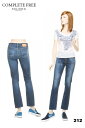 BIGJOHN BJL105F IRREGULAR JEAN'S AUTHENTIC DENIM SERIES COMPLETE FREE WOMEN'S TIGHT STRAIGHT 212濃色 ストレート 美脚 ストレッチジーンズ