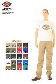 Dickies WD874 ディッキーズWD874 20色 CHINO PANTS WORK PANTS チノパン ワークパンツ Dickies874【裾上げ無料 Dickies874 KH AC BK DN HG WH LGB LOWRISE STRAIGHT ワークウェア アメカジ キレイ目 UM874 後継モデル】