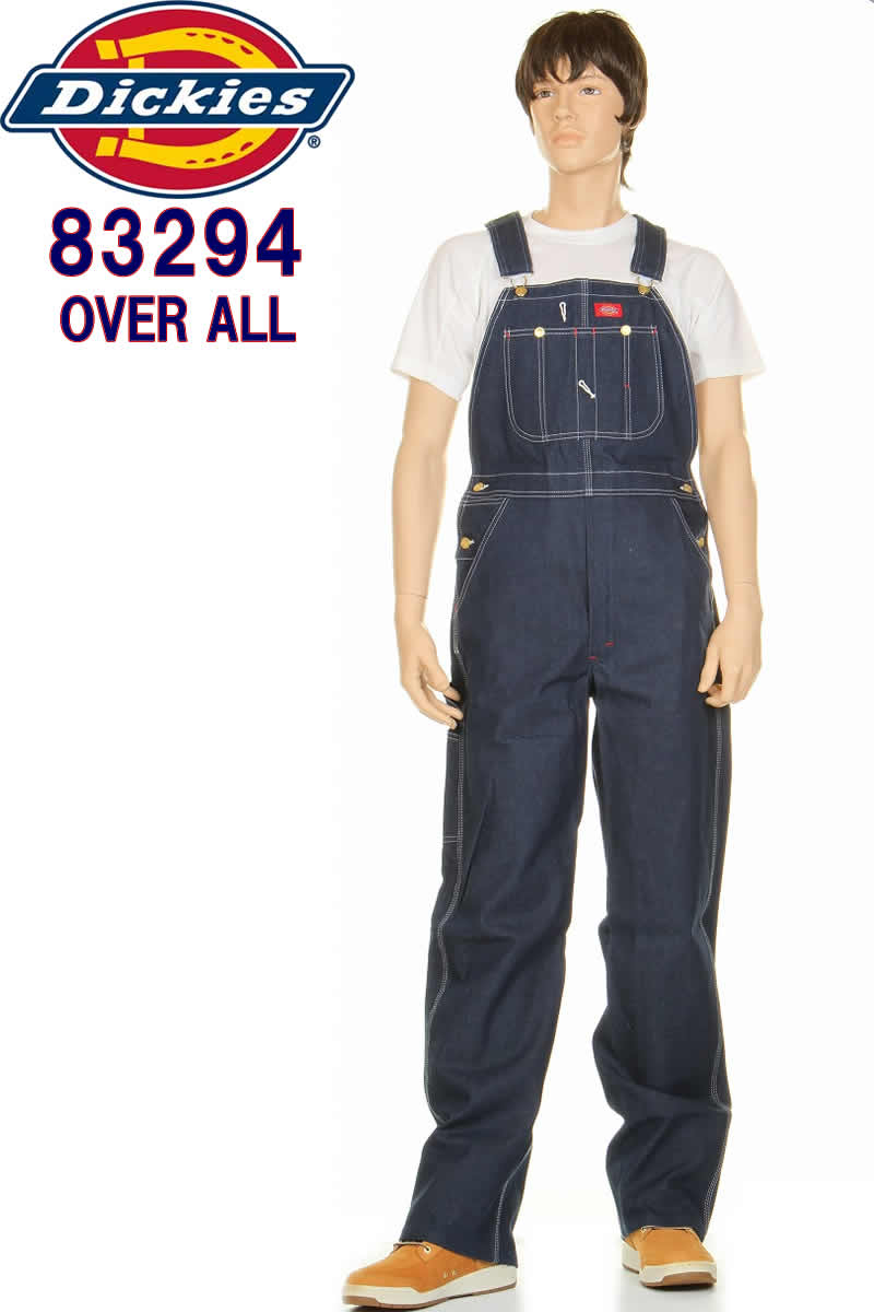 Dickies ディッキーズ 83294 NB INDIGO BIB OVERALL NAVY BLUE RIGID オーバーオール リジット ネイビー 裾上げOK【デッキーズ ツナギ つなぎ オーバー オール 作業着 仕事着 定番 アメリカ デラックス カバーオール ジーンズ ジーパン ストレート カーペインター】