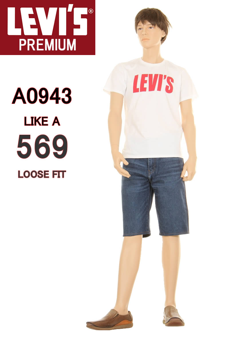 LEVI'S A0943-0000 569 FIT CUSTOM HALF PANTS JEANS MARINE BLUE リーバイス カスタム ハーフパンツ ヴィンテージウォッシュ ルーズフィット リラックス ストレート