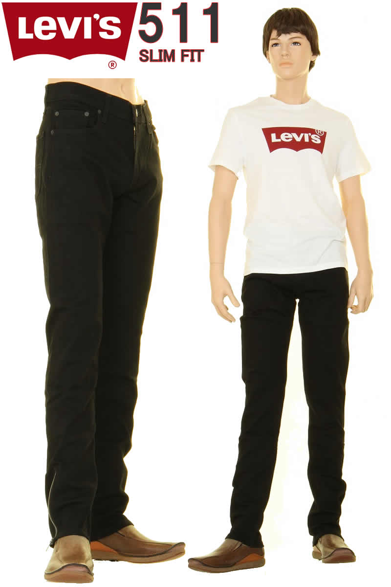 Levi 039 s 511 04511-3981 ブラック デニム BLACK DENIM リーバイス スリムパンツ Slim Fit Skinny Jeans Pants スリムフィット スキニー ストレッチデニム【送料無料 リーバイス 511 ジーンズ LEVI 039 S 普通系 コットン99％ ストレッチ クロ くろ 黒 デニム生地】