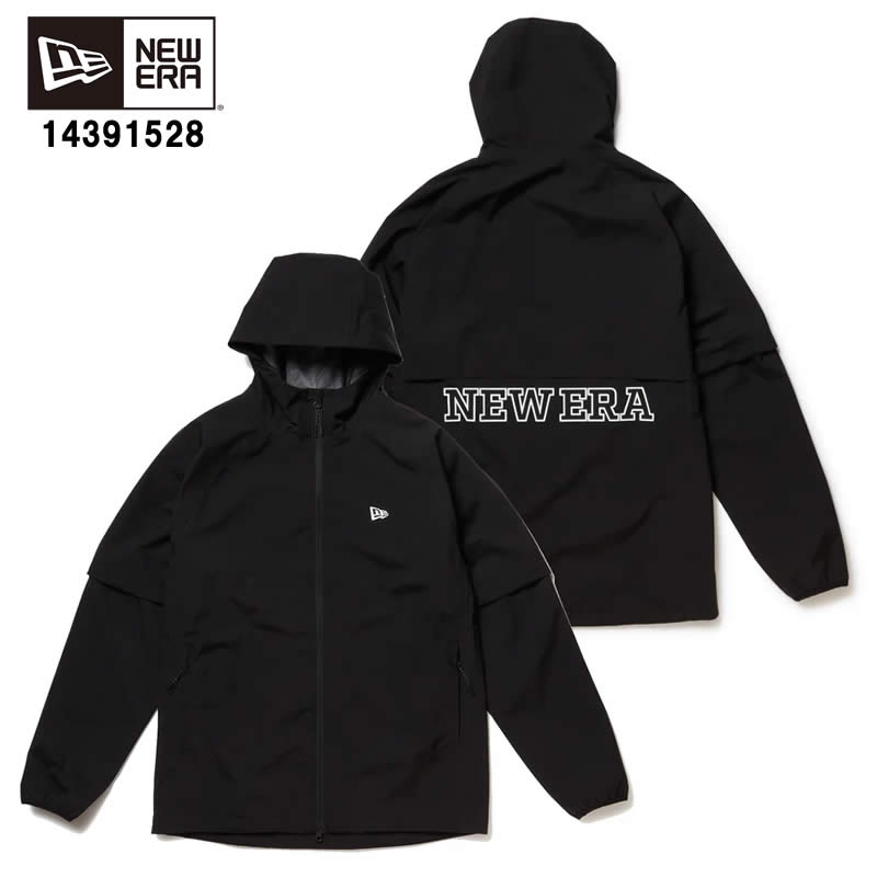 NEW ERA ニューエラ 14391528 レインウェア ジャケット 2WAY ブラック アウター ニューエラゴルフシリーズ 羽織 セットアップ【NEW ERA ニューエラ ジャケット ユニセックス ニューエラロゴ デタッチャブル仕様 ストレッチ 撥水 防水 透湿】
