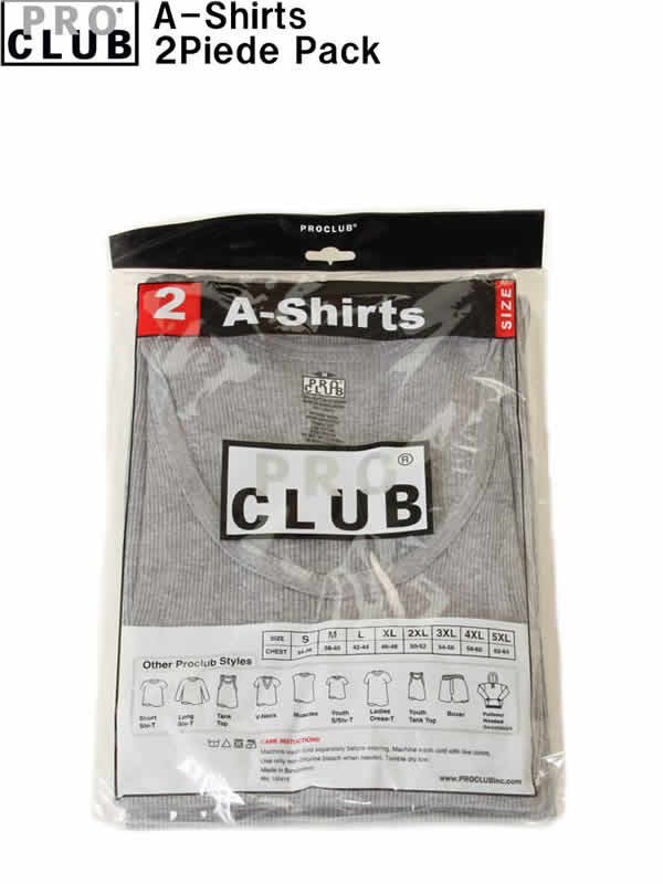 PRO CLUB 112 A-SHIRTS 2P プロクラブ タンクトップ メンズ 大きいサイズ 無地タンクトップ 2枚入りパック グレー 灰色 GRAY【2枚組 プロ クラブ タンクトップ メンズ 大きいサイズ A-Shirts プロクラブ タンクトップ 2枚パック 2枚1組 白 ノースリーブ PROCLUB アメカジ】