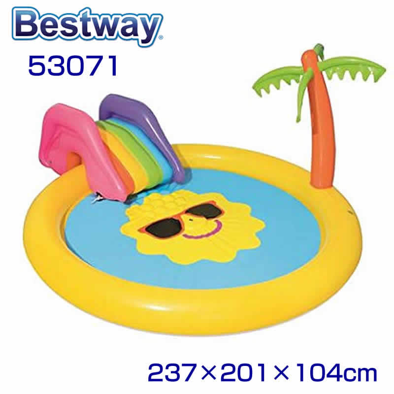 BESTWAY pool 53071 ベストウェイ プール 滑り台付き 子供用プール 家庭用プール プール 噴水 縦237cm 横201cm 高さ104cm