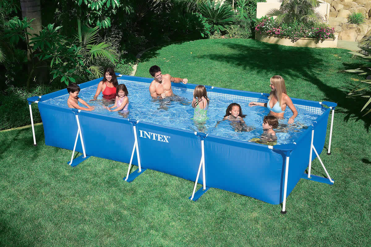 INTEX 28273 インテックス Rectangular Frame Pool レクタングラ フレームプール 長方形 プール 幅4.5m×2.2m【送料無料 あす楽 アメリカで大人気の楽しい ビニールプール ビッグプ−ル 耐久性抜群 便利な 空気入れ不要 組立簡単 フレーム 安定感抜群 大型プール 家庭用】