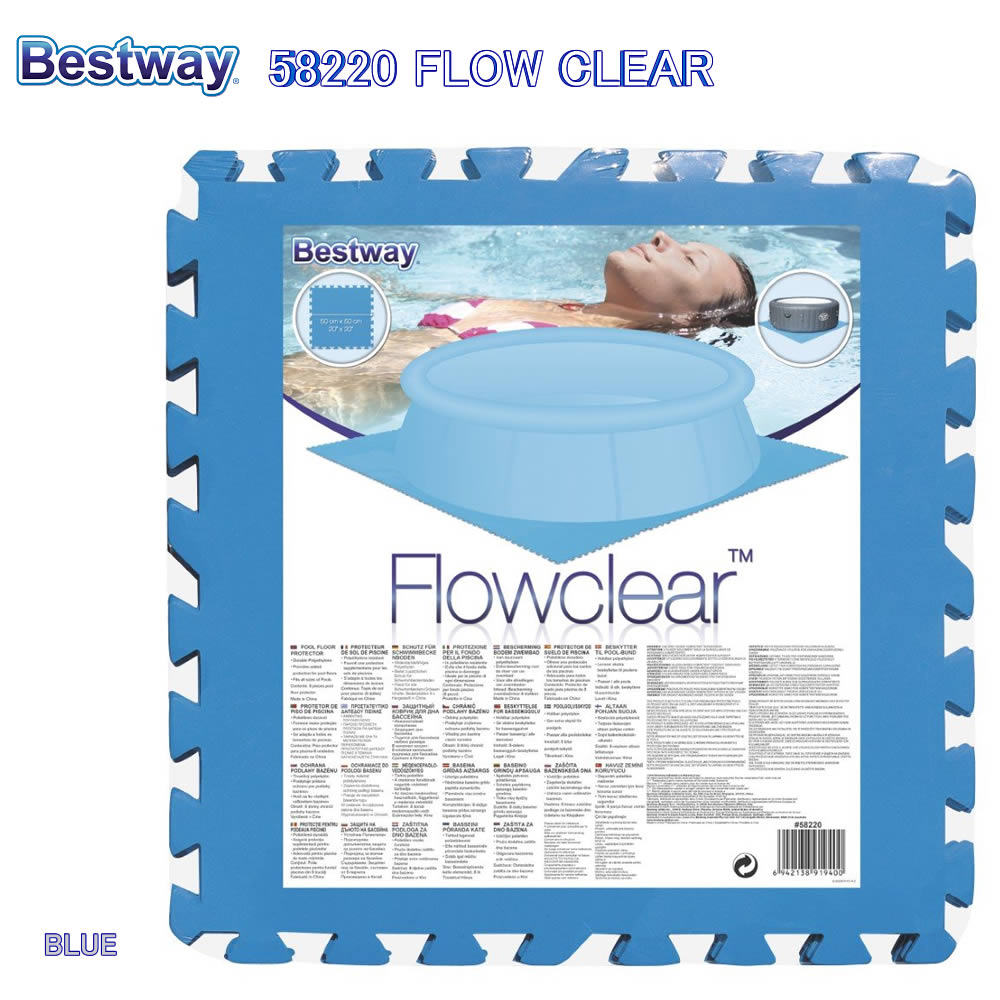 Bestway 58220 FLOW CLEAR ベストウェイ スイミングプール フロアプロテクター ブルー 8枚入 50cm 防水マット ドライカーペット アウトドア プール下 マット 水泳 アウトドア