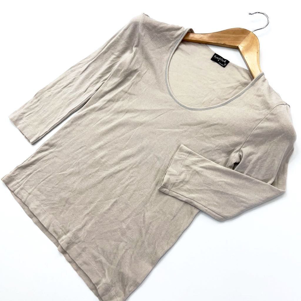 Rakuten - 【中古】マーガレットハウエル 七分袖カットソー レディース サイズ2 ベージュ Uネック Tシャツ インナーに最適 ヘビロテ ■B259