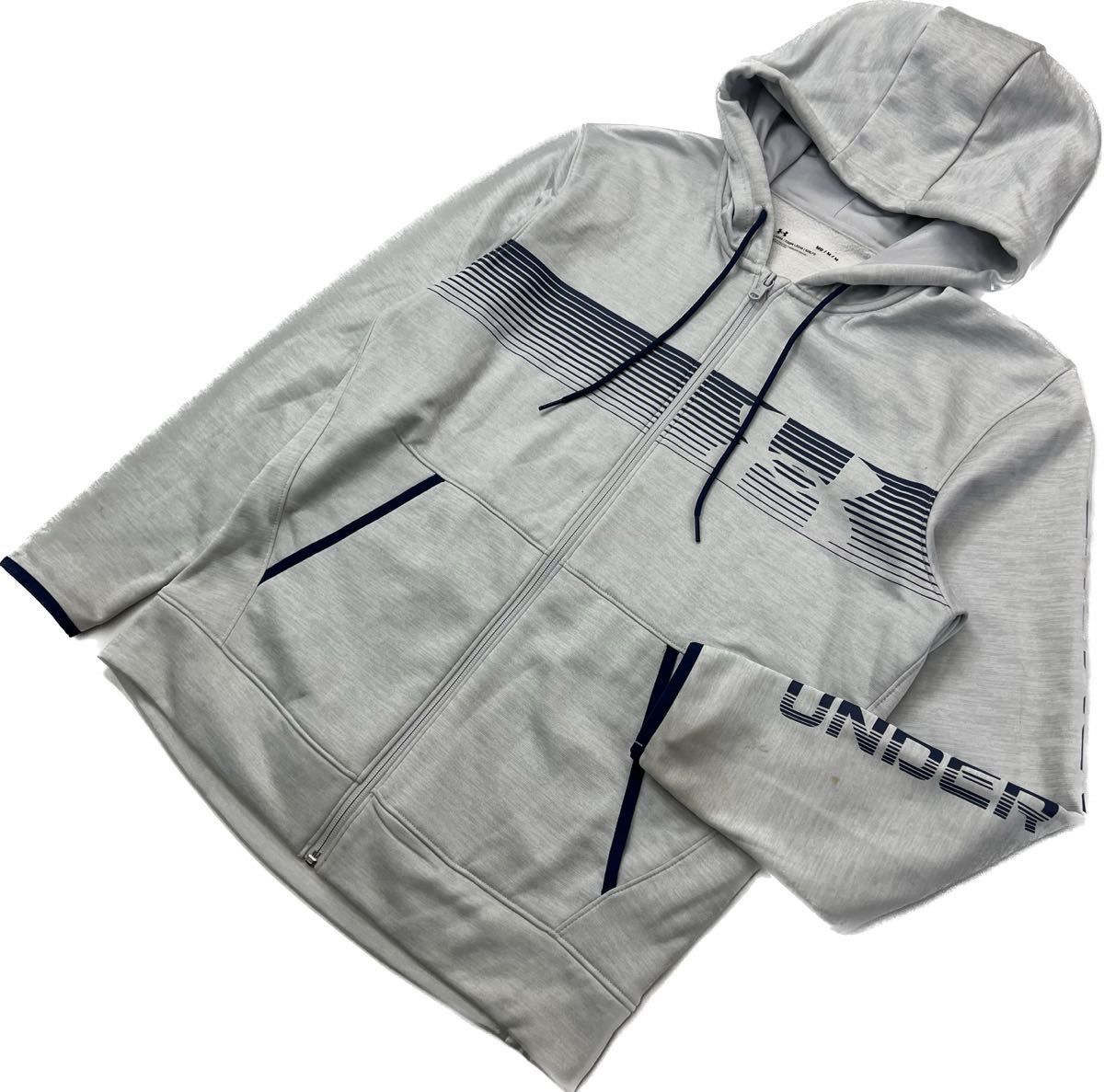 Rakuten - 【中古】UNDER ARMOUR ☆ デザイン◎ ジャージ ジャケット パーカー グレー M ランニング スポーツ トレーニング 筋トレ アンダーアーマー■AC273