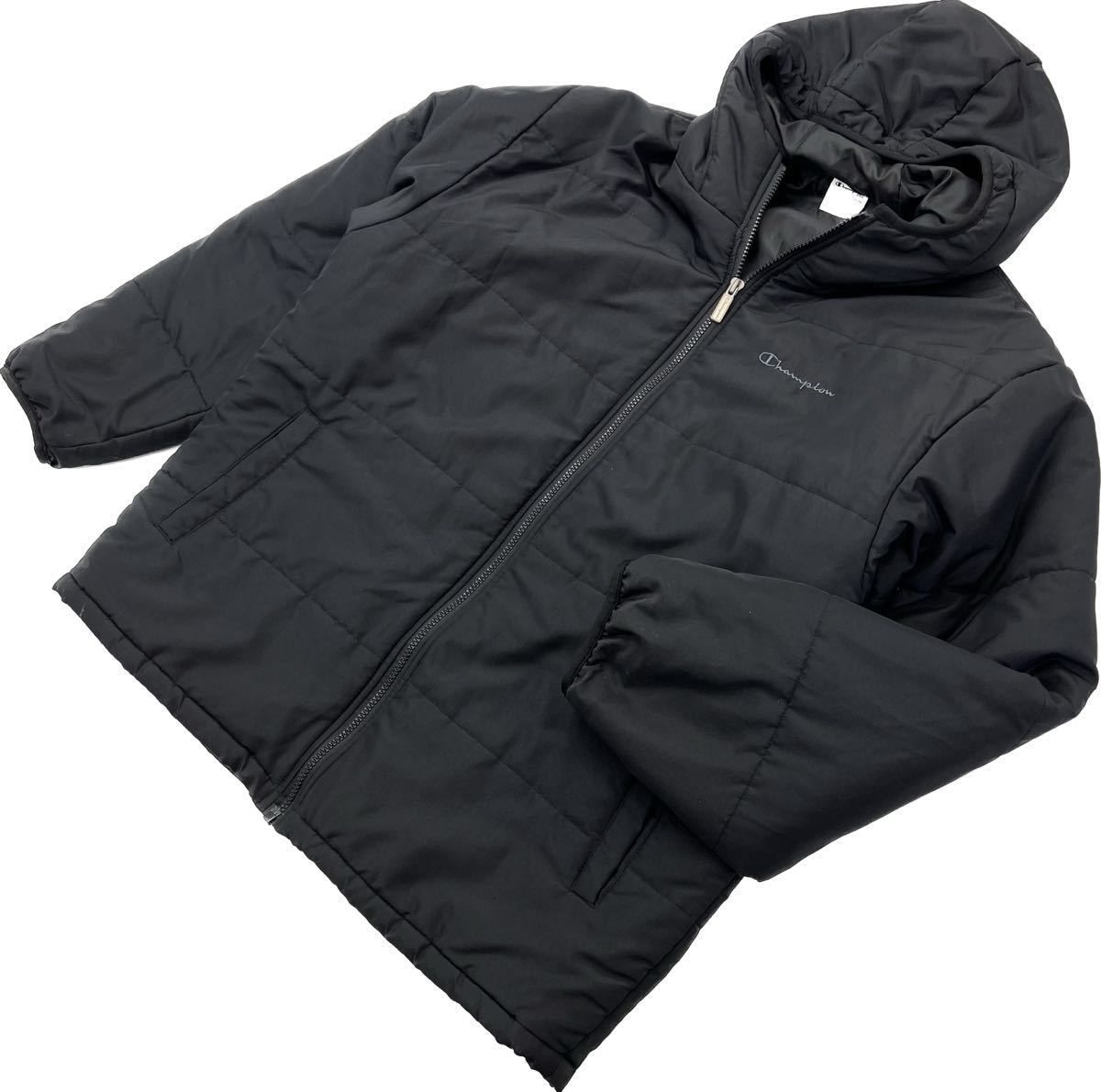 【中古】Champion ☆ ベーシックで着回し◎ 中綿 ジャケット パーカー L ブラック スポーツ ストリート アウトドア キャンプ チャンピオン■BC228