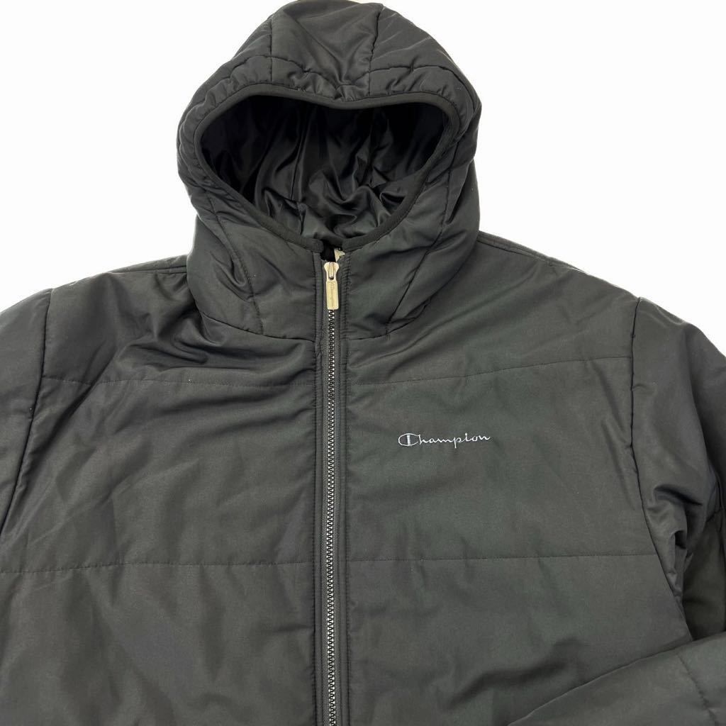【中古】Champion ☆ ベーシックで着回し◎ 中綿 ジャケット パーカー L ブラック スポーツ ストリート アウトドア キャンプ チャンピオン■BC228
