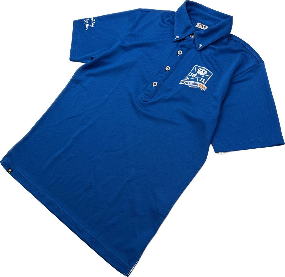 【中古】 FILA GOLF ☆ 爽やかで清潔感◎ ゴルフシャツ 半袖 ポロシャツ ブルー M ス...