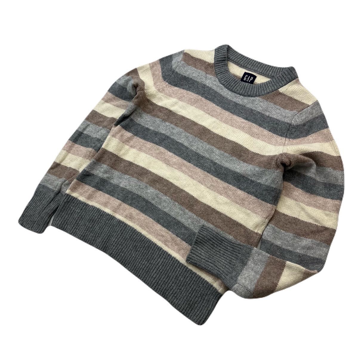 Rakuten - 【中古】GAP ☆ ギャップ マルチボーダー コットン ニット セーター ブラウン系 XS レディース 秋冬 オシャレ 大人カジュアル お出かけ 古着■AB356