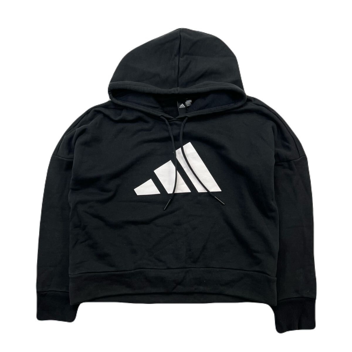 Rakuten - 【中古】adidas アディダス ロゴ スウェット プルオーバー パーカー ブラック レディース OT 秋冬 スポーツ ダンス ストリート タウンユース■AF348