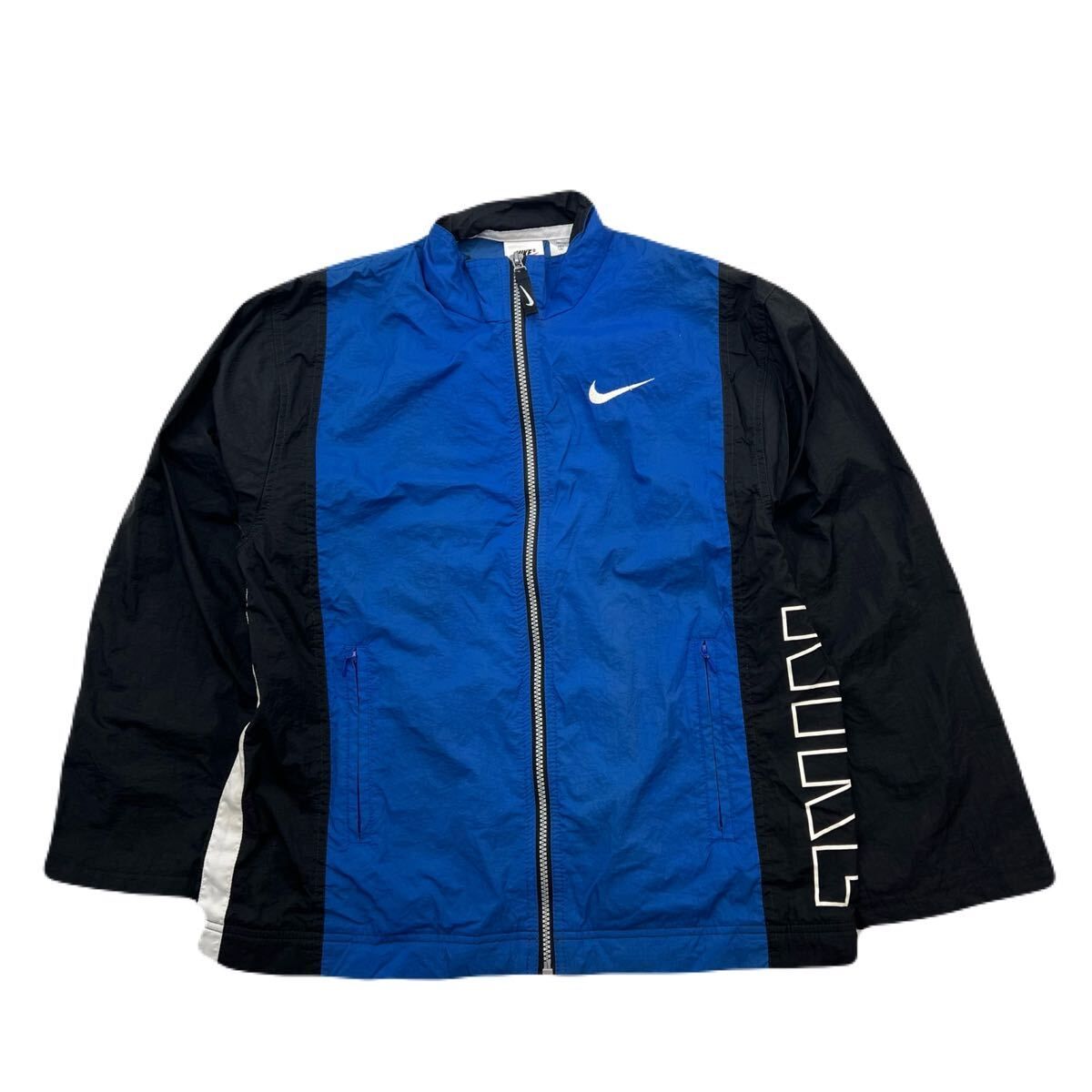 Rakuten - 【中古】90s ☆ NIKE ☆ ナイキ ビンテージ ナイロンジャケット ブルー ブラック キッズ M メンズ XS 通年 スポーツ ストリート 人気 古着■BC322