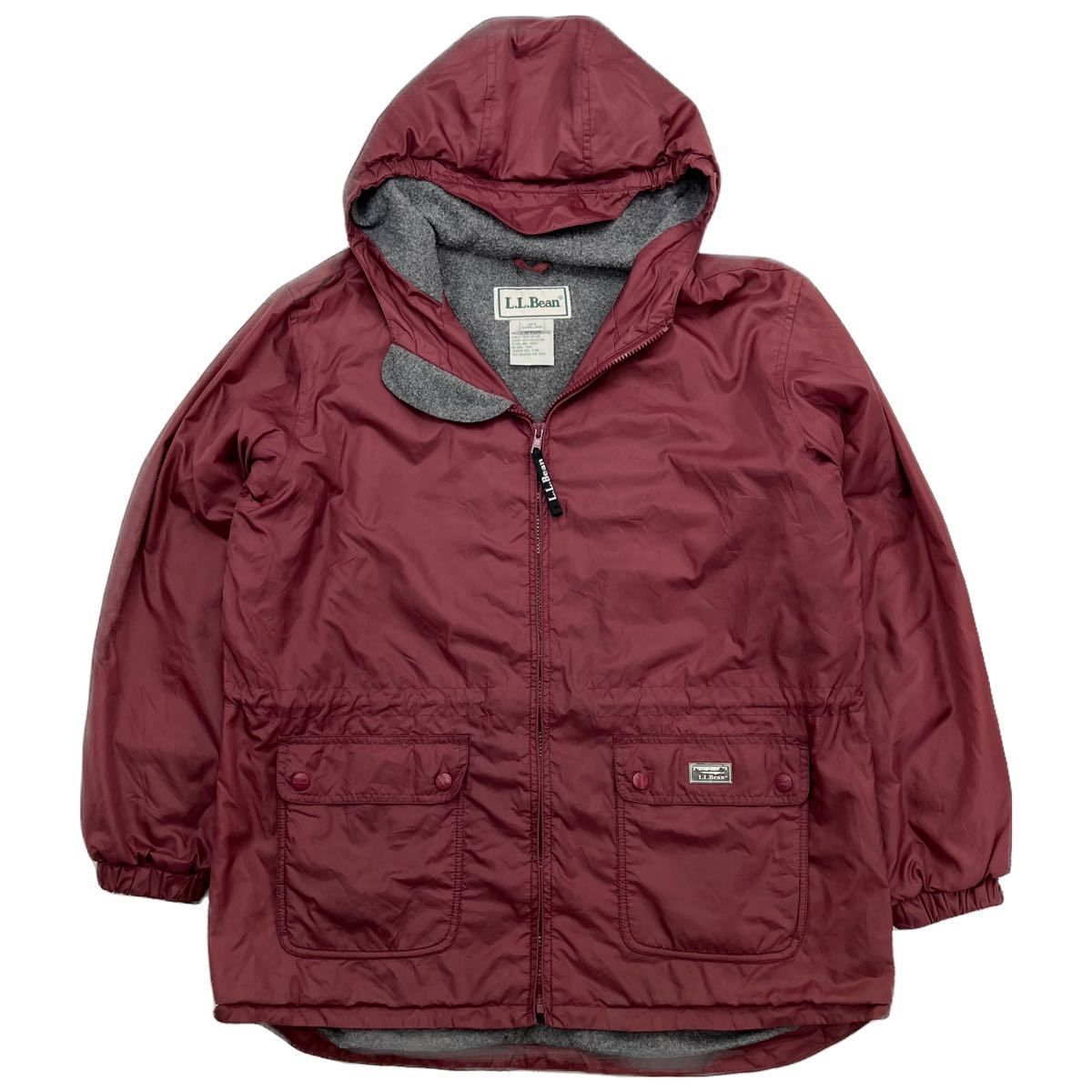Rakuten - 【中古】80s 90s ☆ L.L.Bean 裏フリース ナイロンジャケット ナイロンパーカー バーガンディー キッズXL メンズML相当 古着 エルエルビーン■AD275