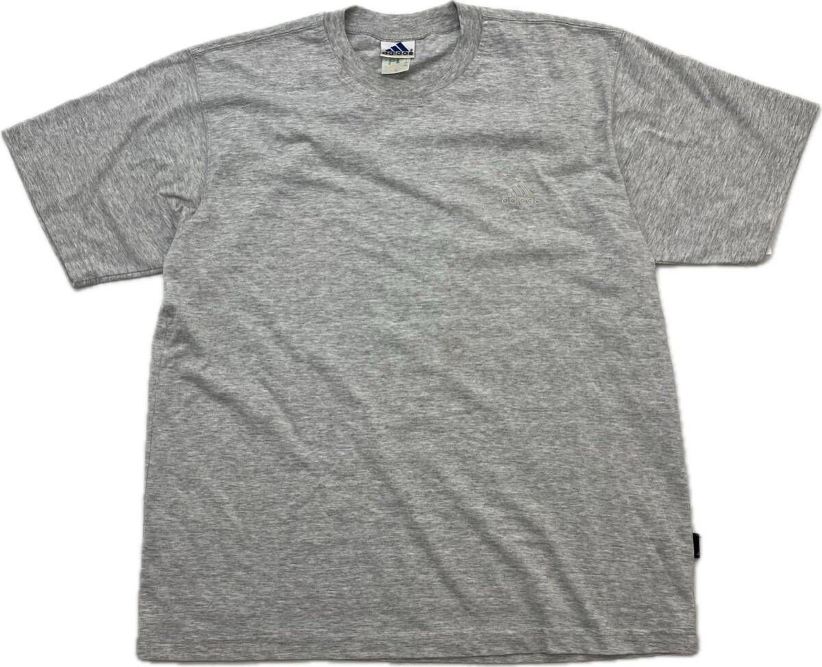 乐天商城 - 【中古】90s ☆ adidas ☆ 同色 ロゴ 刺繍 Tシャツ 無地 シンプル グレー L 春夏 スポーツ ストリート アメカジ 古着 オールド アディダス■AD308