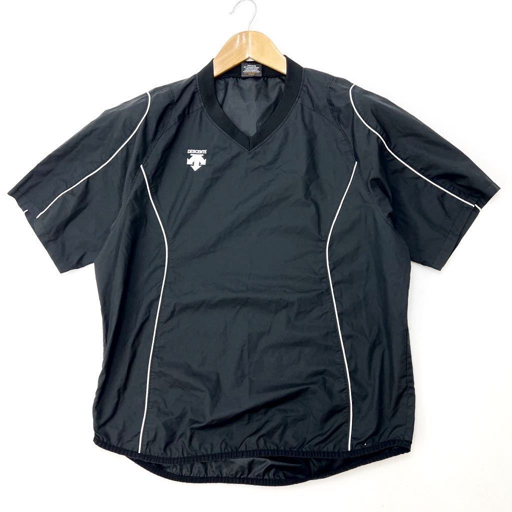 【中古】 デサント ☆ DESCENTE ブラック ナイロンシャツ 半袖 シャツ S 野球 サッカー フットサル トレーニング 各種スポーツに最適な一枚♪■DK125