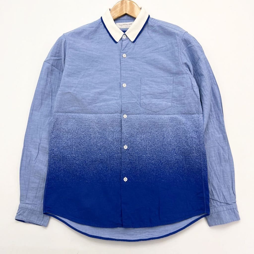 【中古】トゥモローランド ☆ TOMORROWLAND 美しいデザイン◎ グラデーション シャツ 長袖 ブルー系 M 大..