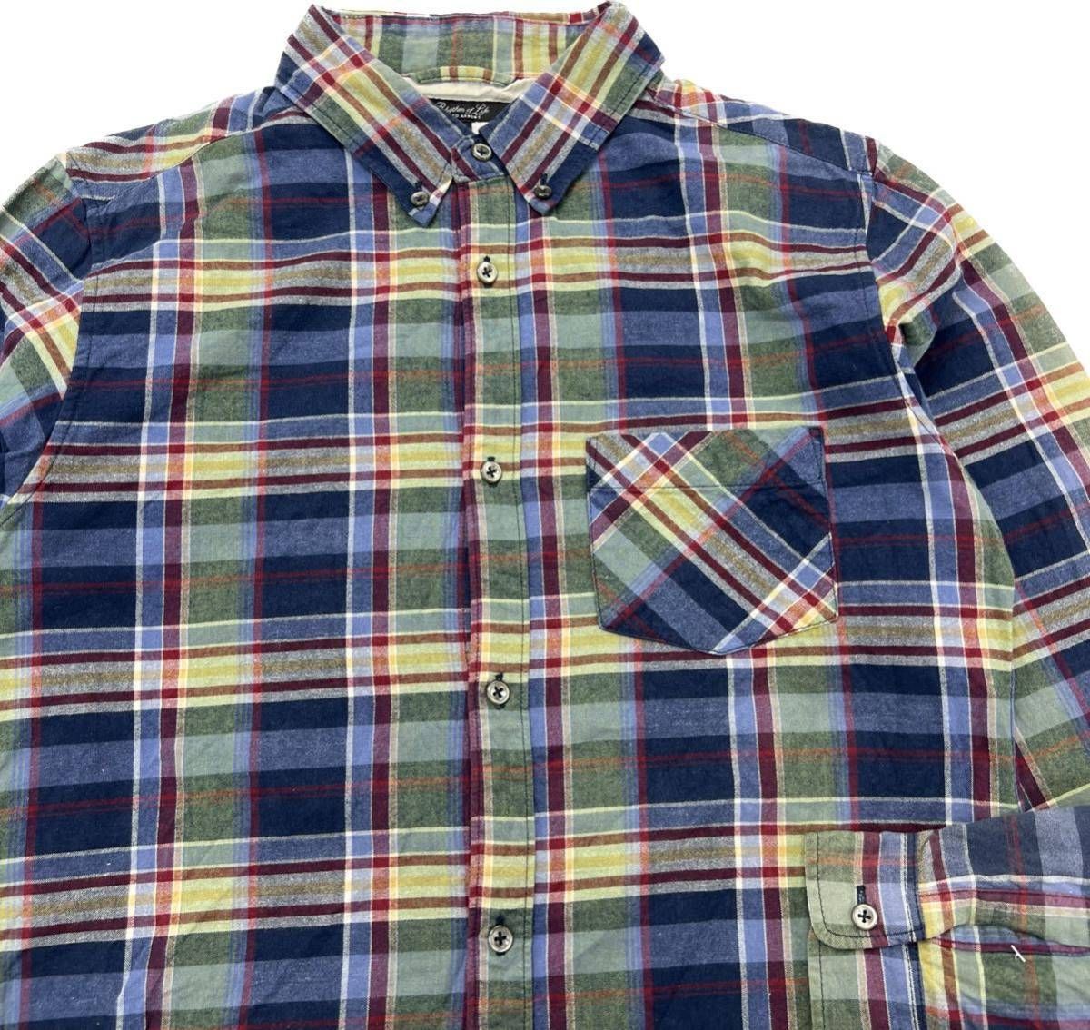 Rakuten - 【中古】UNITED ARROWS ☆ マドラスチェック シャツ 長袖 ネイビー イエロー レッド L 着回し◎ 大人カジュアル 古着 ユナイテッドアローズ■AL216