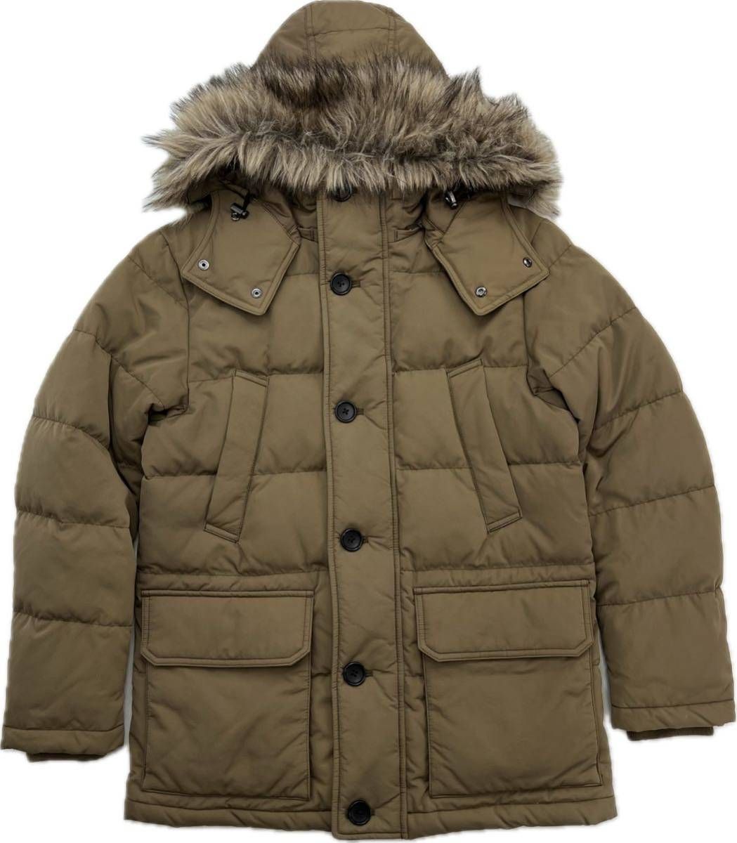 Rakuten - 【中古】UNIQLO ☆ 防寒性◎ ファーフード◎ ダウンジャケット ダウンパーカー ベージュ ブラウン S メンズ アウトドア カジュアル ユニクロ■AM258