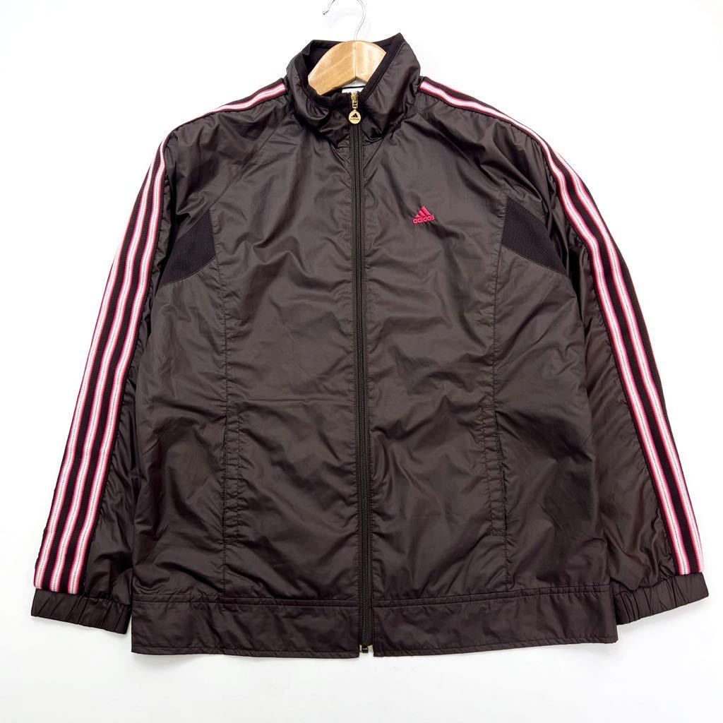  アディダス ☆ adidas CLIMAPROOF 防風性◎ 撥水性◎ ナイロンジャケット ウィンドブレーカー ブラウン レディース L トレーニング■CF225