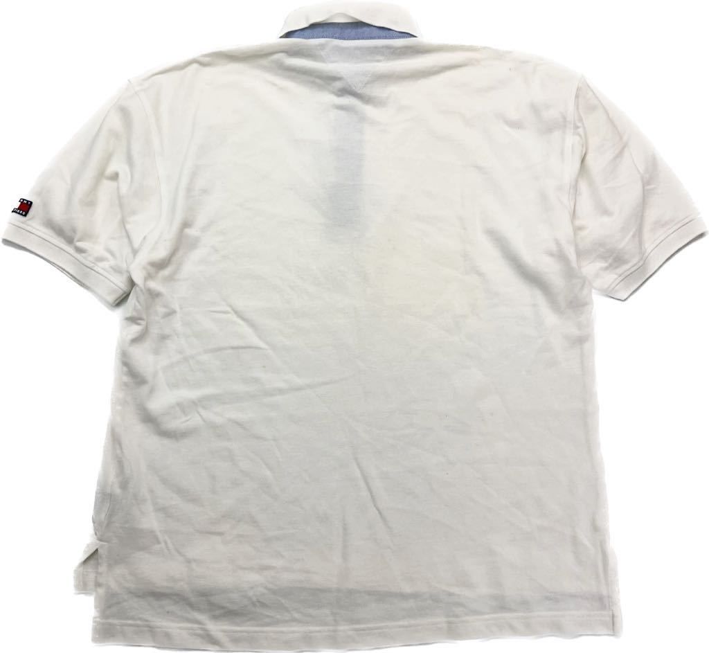 【中古】 TOMMY HILFIGER GOLF ☆ 爽やかな定番◎ ホワイト 半袖 ポロシャツ ゴルフ M 実寸L相当 アメカジ ゴルフ 休日 トミーヒルフィガー■ED213