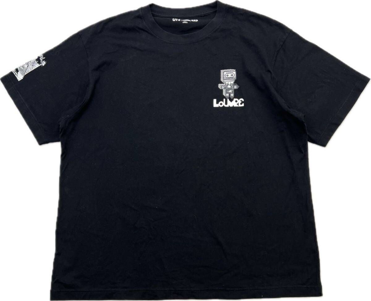 【中古】 UT UNIQLO ルーブル美術館 アート デザイン ユニット M/M Paris コラボ モナリザ ピラミッド 半袖 Tシャツ ブラック XXL 春夏 古着■F257