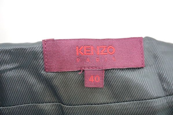 【中古】KENZO PARIS ★ ヴィンテージ ベロア ベルベット デザイン 柄物 台形 巻きスカート ベージュ ブラック 40 モード 古着 ケンゾー パリ●AA50