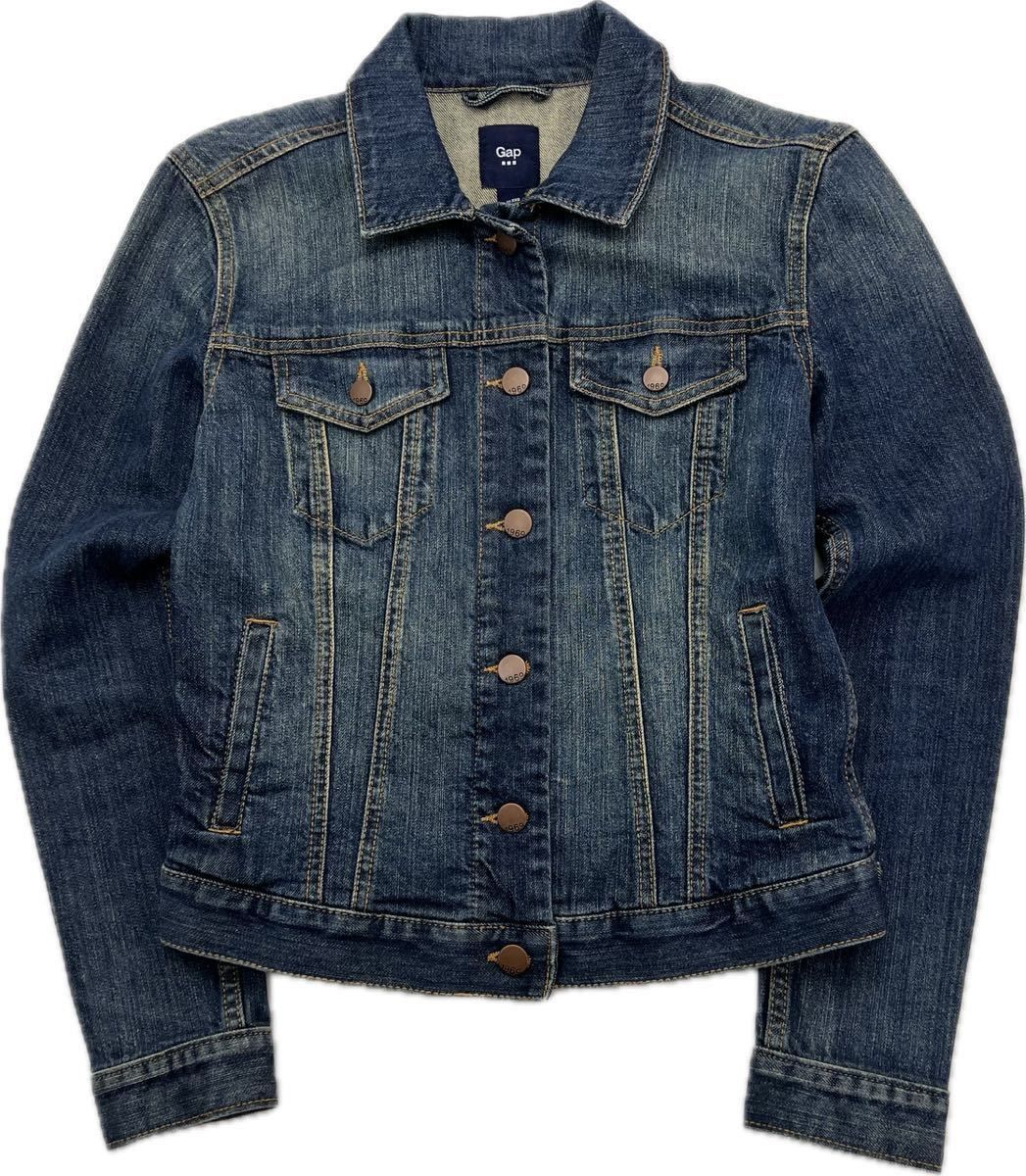 乐天商城 - 【中古】GAP ☆ ポケット付◎ デニムジャケット インディゴ 風合い◎ レディース XXS 大人カジュアル アメカジ女子 人気 定番 ギャップ■BD254