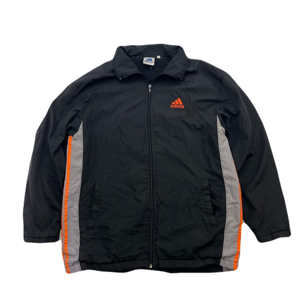 乐天商城 - 【中古】adidas オールド アディダス ロゴ ナイロンジャケット ブラック ML相当 秋冬 メンズ 渋め スポーツ ストリート アメカジ 古着 ■AF336