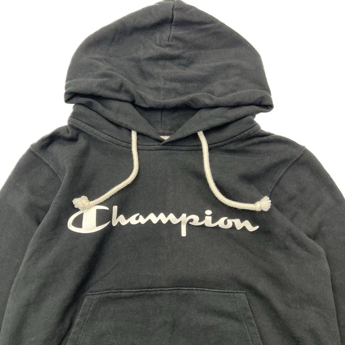 楽天MYSTERIES楽天市場店【中古】Champion ☆ ロゴ プリント ライトウェイト スウェット パーカー ブラック レディース M スポーツ トレーニング 古着 チャンピオン■AL217