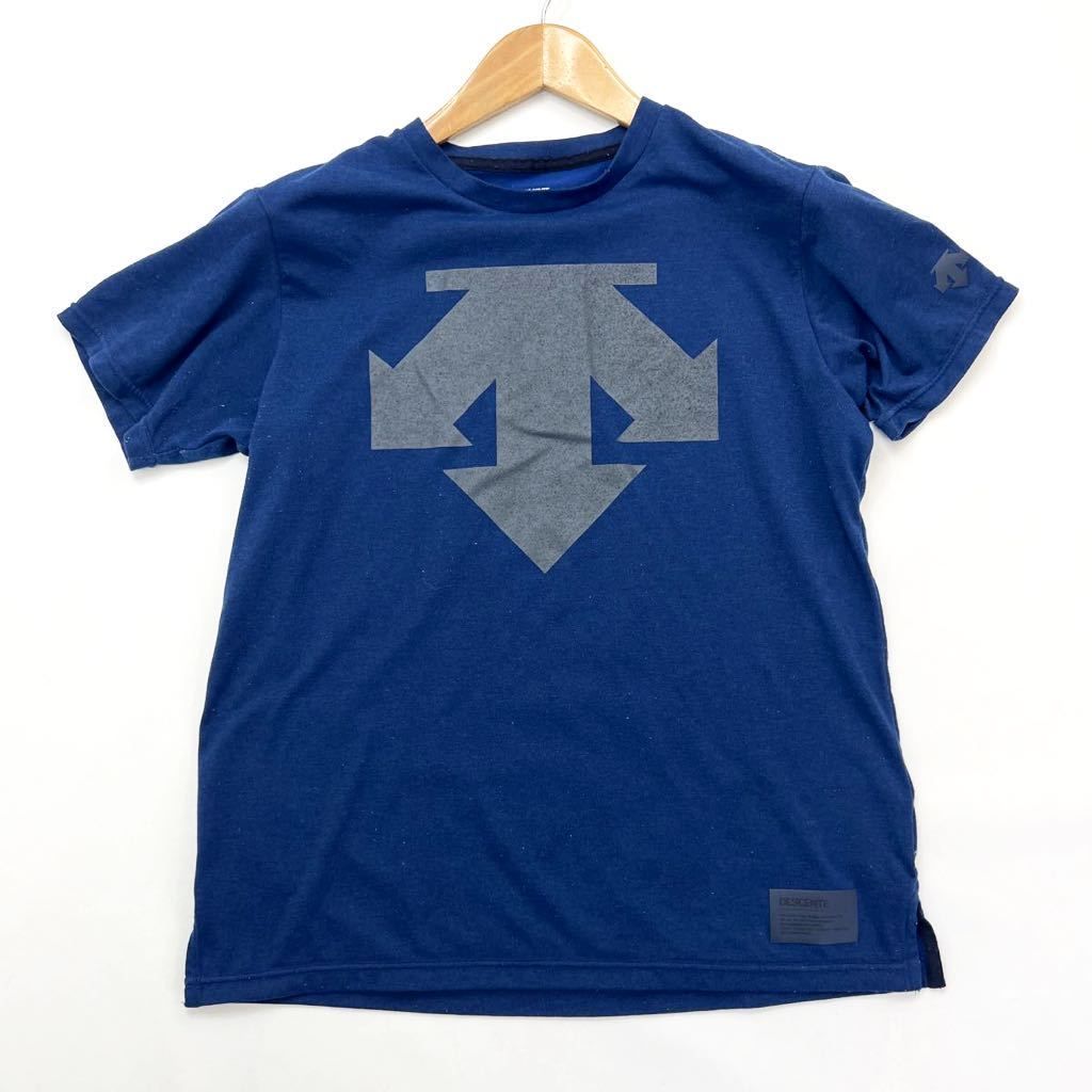 乐天商城 - 【中古】DESCENTE ☆ 男らしさ◎ 大きめプリント◎ ネイビー ブルー シンプル Tシャツ M ランニング トレーニング 筋トレ スポーツ デサント■B319