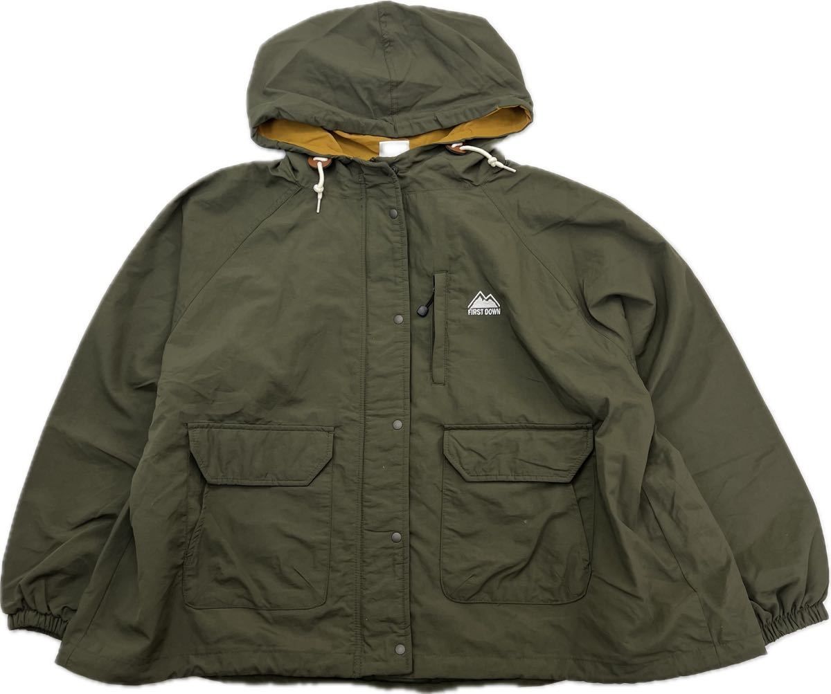 Rakuten - 【中古】FIRST DOWN ☆ マウンテンパーカー ナイロンパーカー ワイドシルエット レディース LL オリーブグリーン キャンプ ファーストダウン■BE261