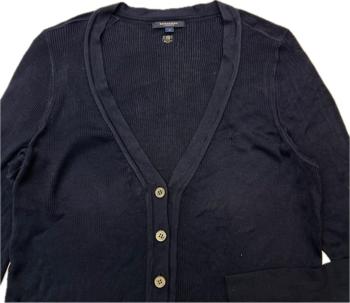 中古 BURBERRY バーバリー 三陽商会 正規 シルク ニット カーディガン ダークネイビー 5 レディース XL 秋冬 通 threemysteries-10001057 MYSTERIES楽天市場店 サンプル画像3