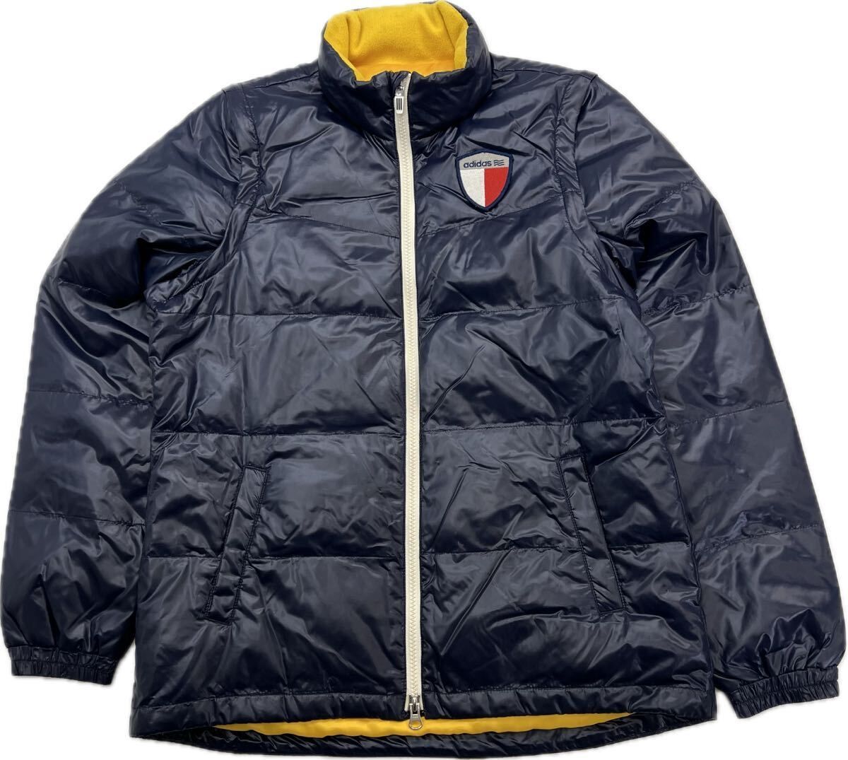 【中古】 adidas GOLF ☆ 袖着脱◎ 2WAY 着まわし ネイビー イエロー ダウンジャケット L 秋冬 スポーツ トレーニング アディダス ゴルフ■S3079