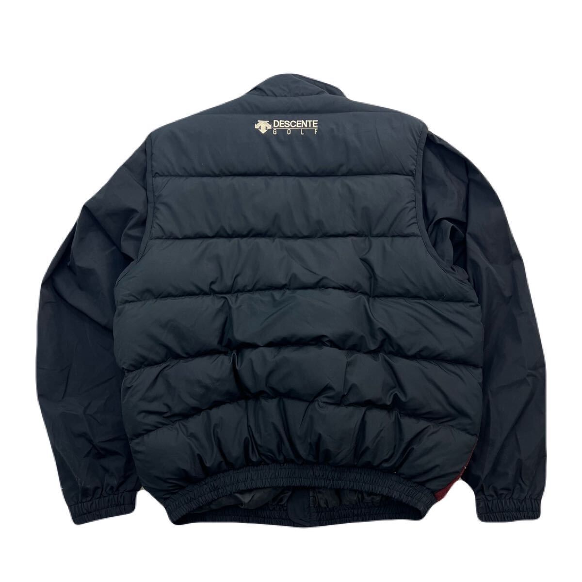 【中古】 DESCENTE GOLF デサント ゴルフ 2way ダウンジャケット ダウンベスト フリースベスト ブラック エンジ M 秋冬 アウトドア スポーツ■S4130
