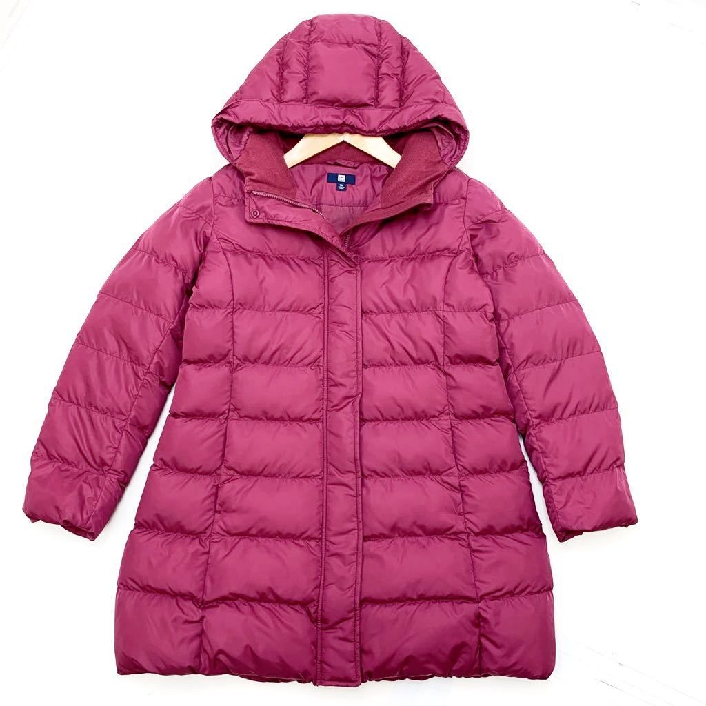 【中古】■ユニクロ UNIQLO キッズ 子供用 中綿コート 140cm 【かわいいお色味ピンク♪】【腰下まである暖かな一枚♪】【比較的キレイ】■A118