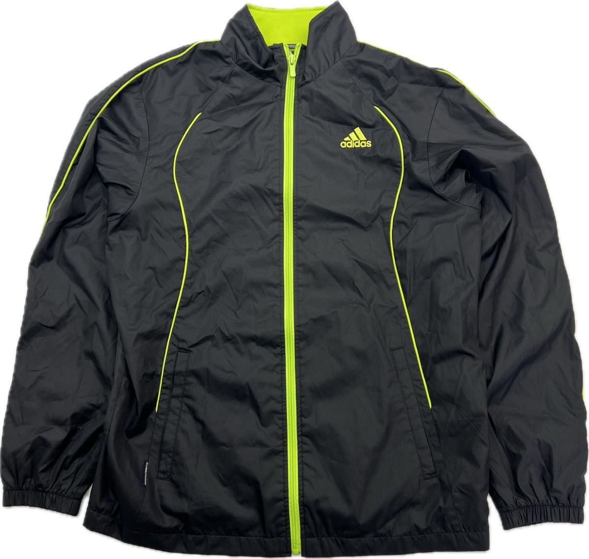 Rakuten - 【中古】adidas ☆ ナイロンジャケット ウィンドジャケット ブラック イエロー M ランニング スポーツ トレーニング 人気 定番 アディダス■AE294