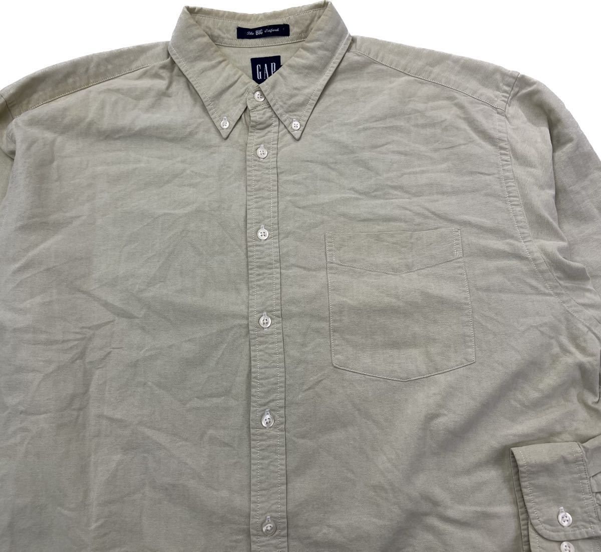 乐天商城 - 【中古】00s ☆ GAP ビッグシルエット ライトベージュ 長袖 ボタンダウン シャツ L アメカジ ストリート ゆるだぼ 古着 オールド ギャップ■AL208